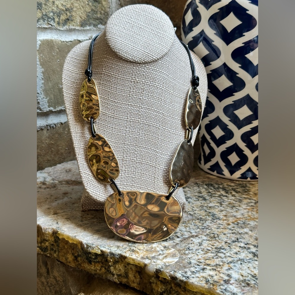 Style & Co Gold Hammered Retro Metal Necklace